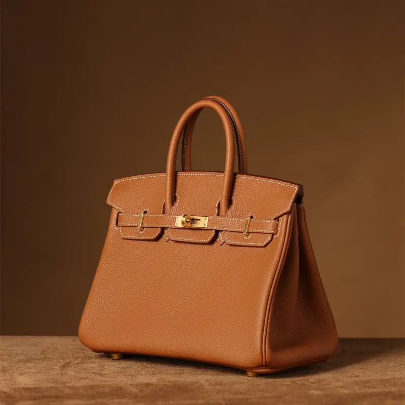 高仿Hermes*Birkin25金棕色金扣免檢版