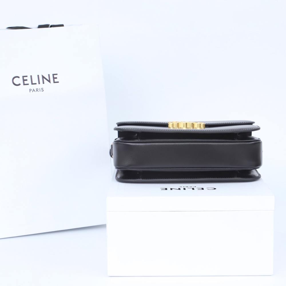 高仿Celine*Triomphe系列手袋187363黑色中號免檢版