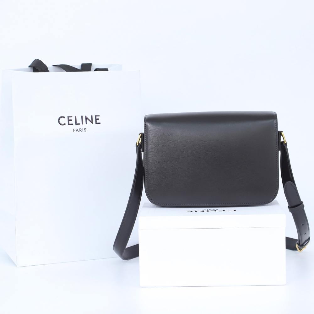高仿Celine*Triomphe系列手袋187363黑色中號免檢版