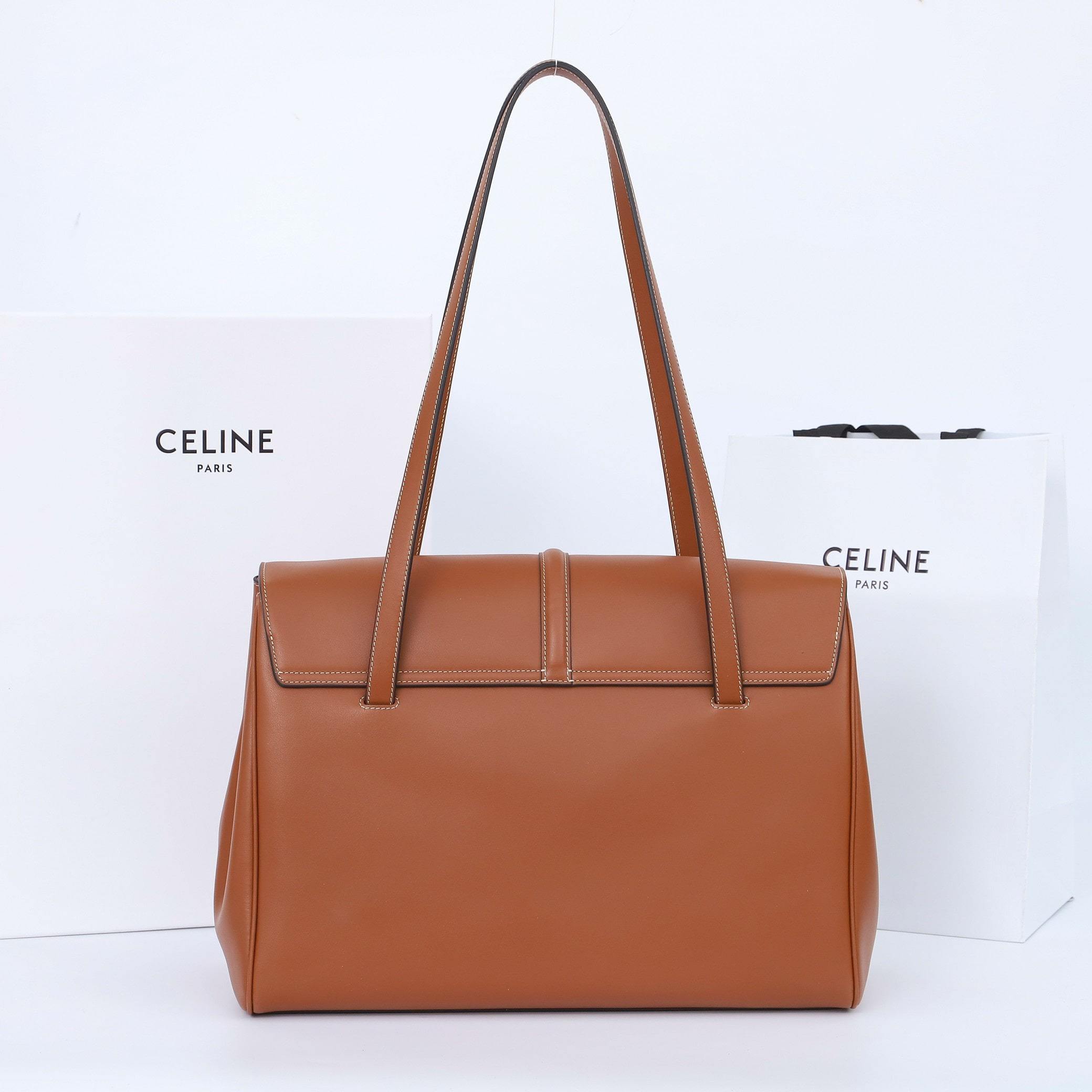 高仿Celine*Soft16系列手提袋194043棕色免檢版