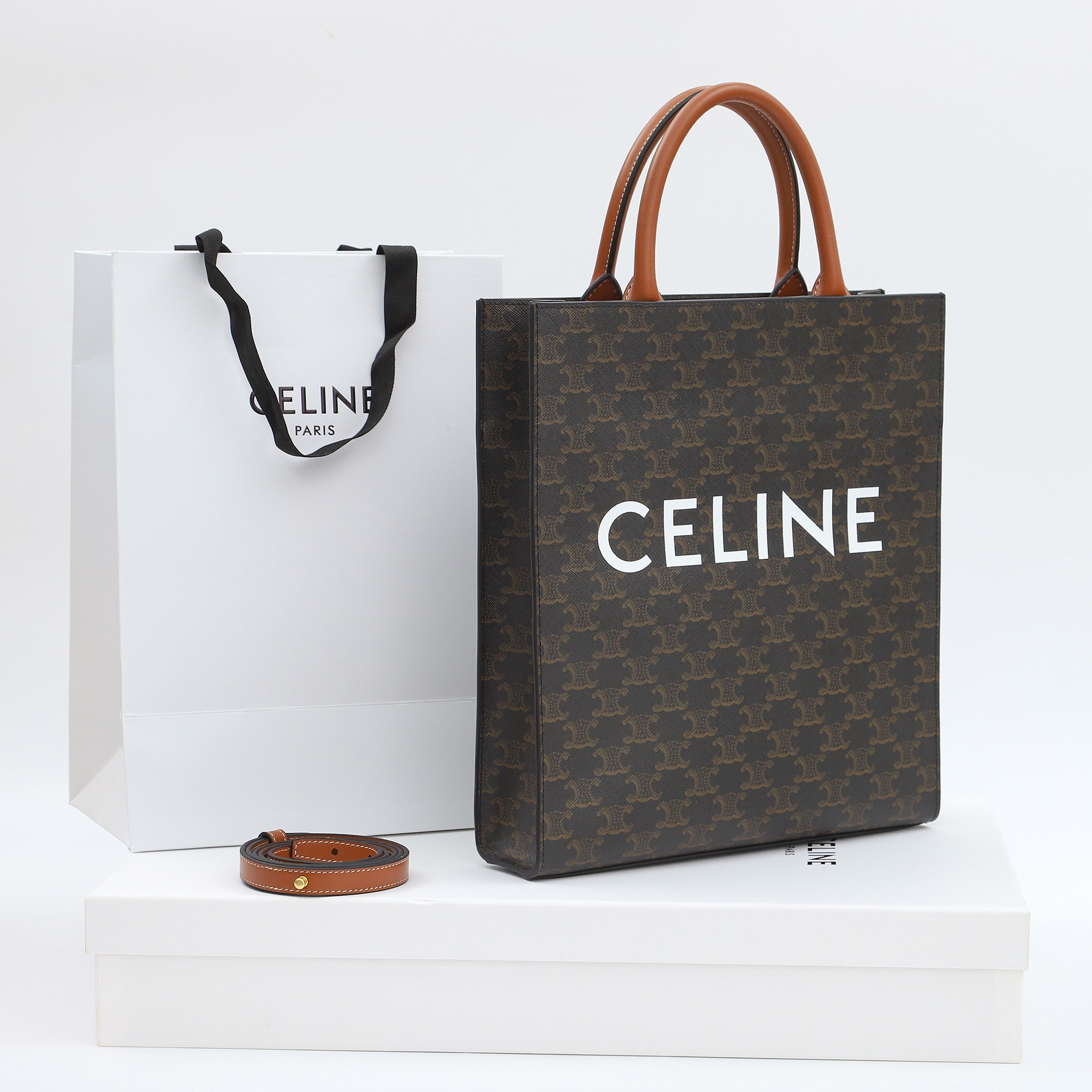 高仿Celine*Cabas系列托特袋191542棕印花免檢版
