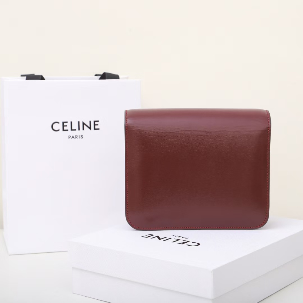 高仿Celine*ClassicBox系列192523酒紅色免檢版