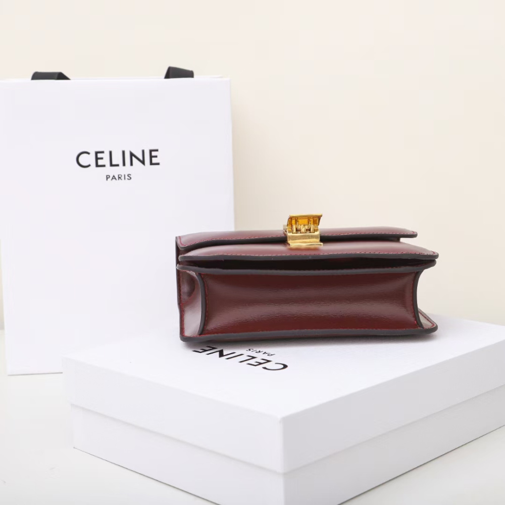 高仿Celine*ClassicBox系列192523酒紅色免檢版