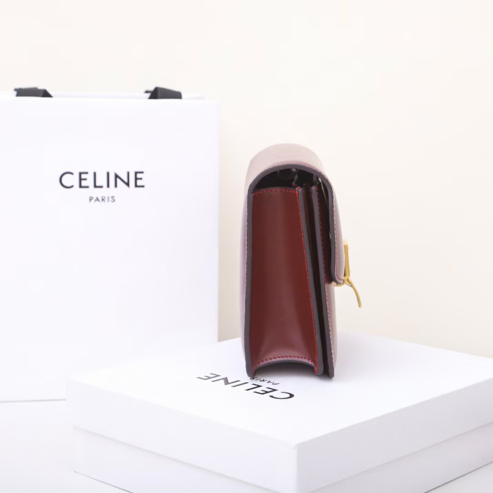高仿Celine*ClassicBox系列192523酒紅色免檢版