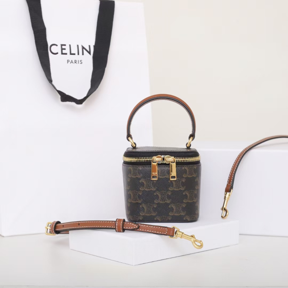 高仿Celine*Triomphe系列手提袋10J762棕印花免檢版
