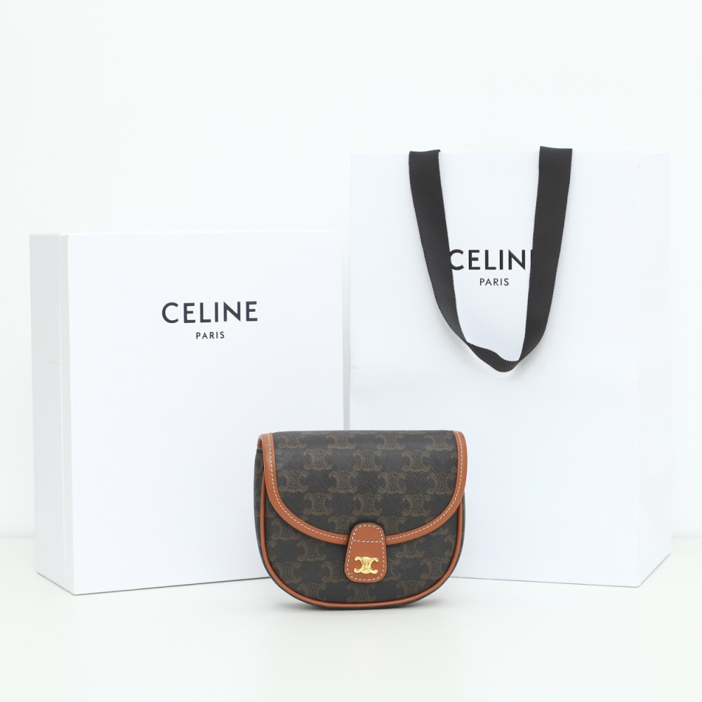 高仿Celine*TriompheCanvas系列Mini袋196702棕免檢版