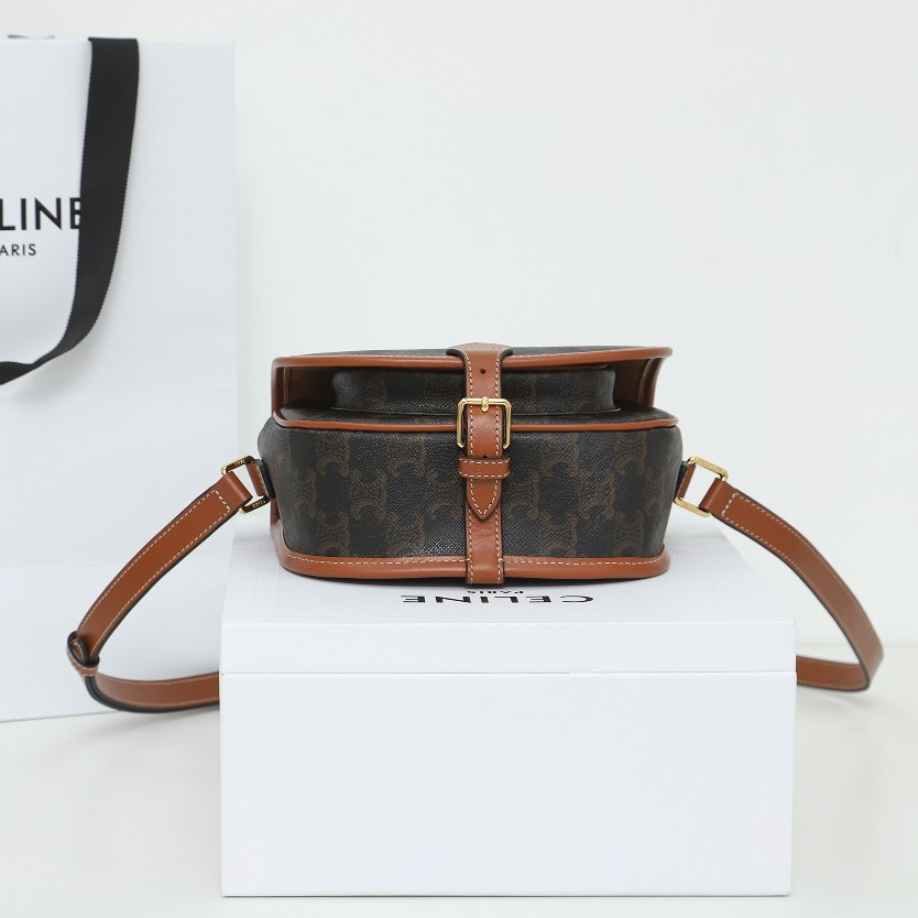 高仿Celine*Folco系列馬鞍包191502棕印花免檢版