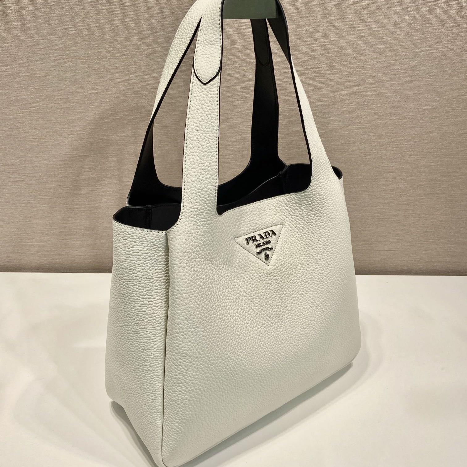 高仿Prada*Tote系列菜籃子1BG338大號白色免檢版