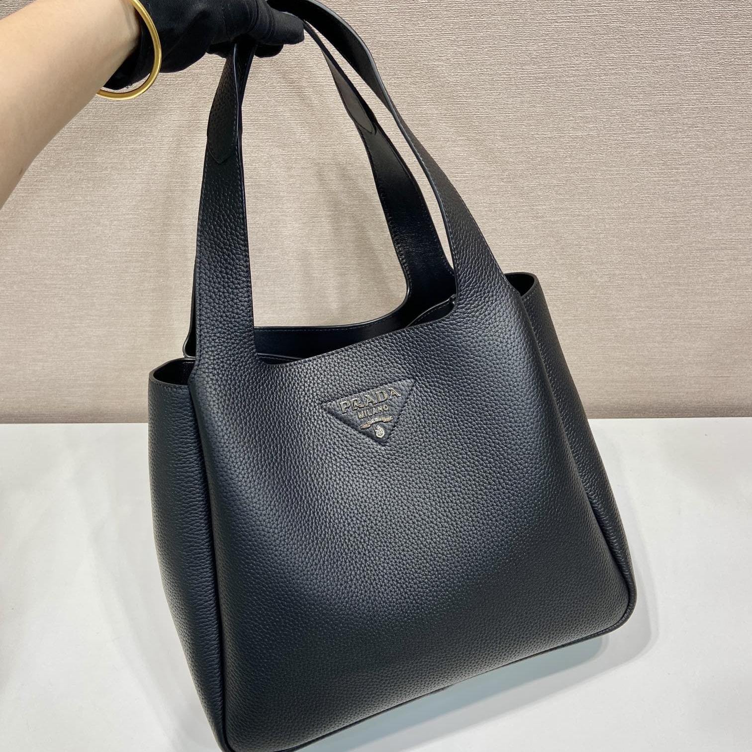 高仿Prada*Tote系列菜籃子1BG338大號黑色免檢版