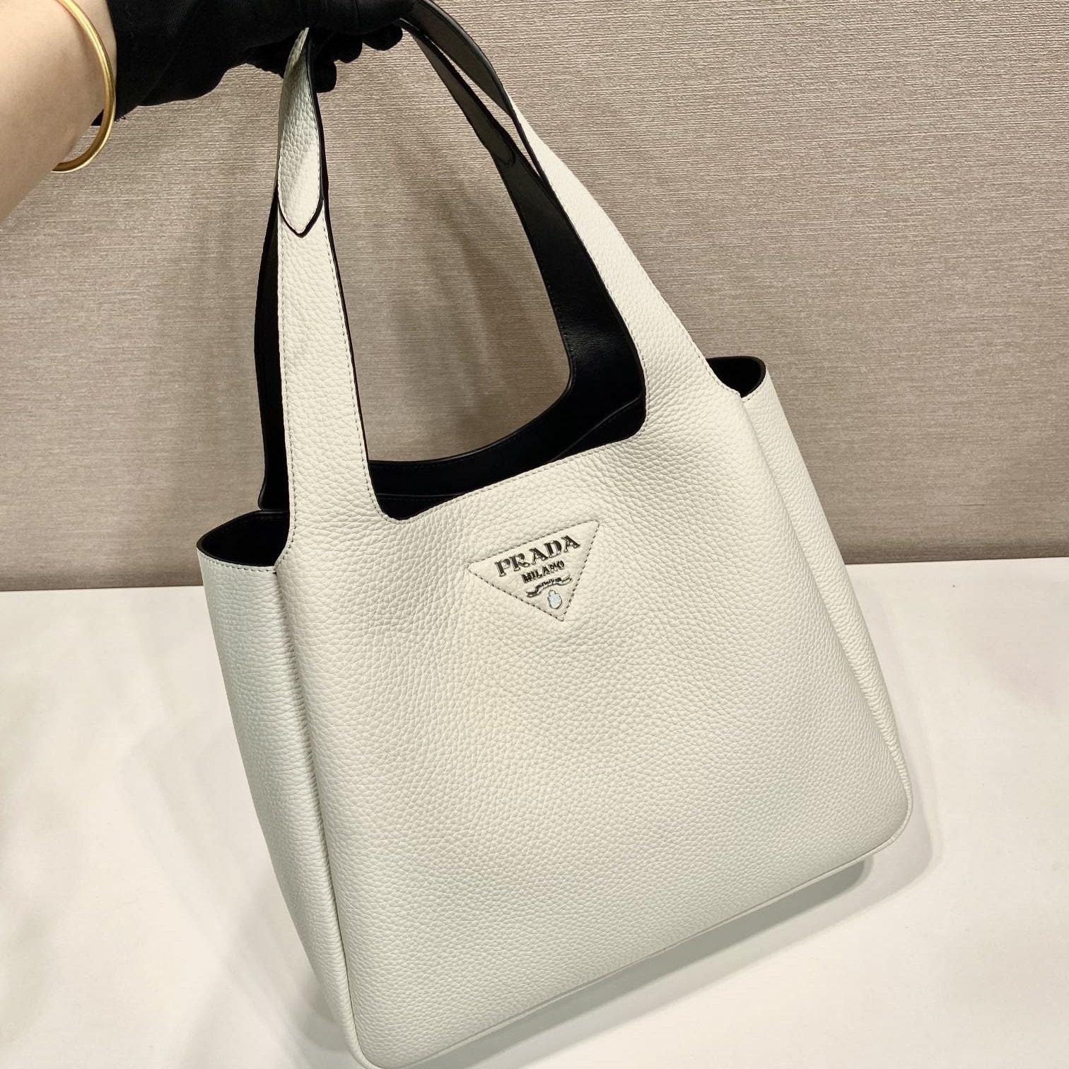 高仿Prada*Tote系列菜籃子1BG338大號白色免檢版