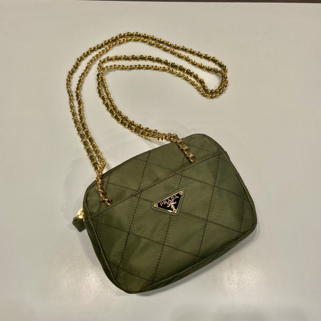 高仿Prada中古單肩包1BD632軍綠色免檢版
