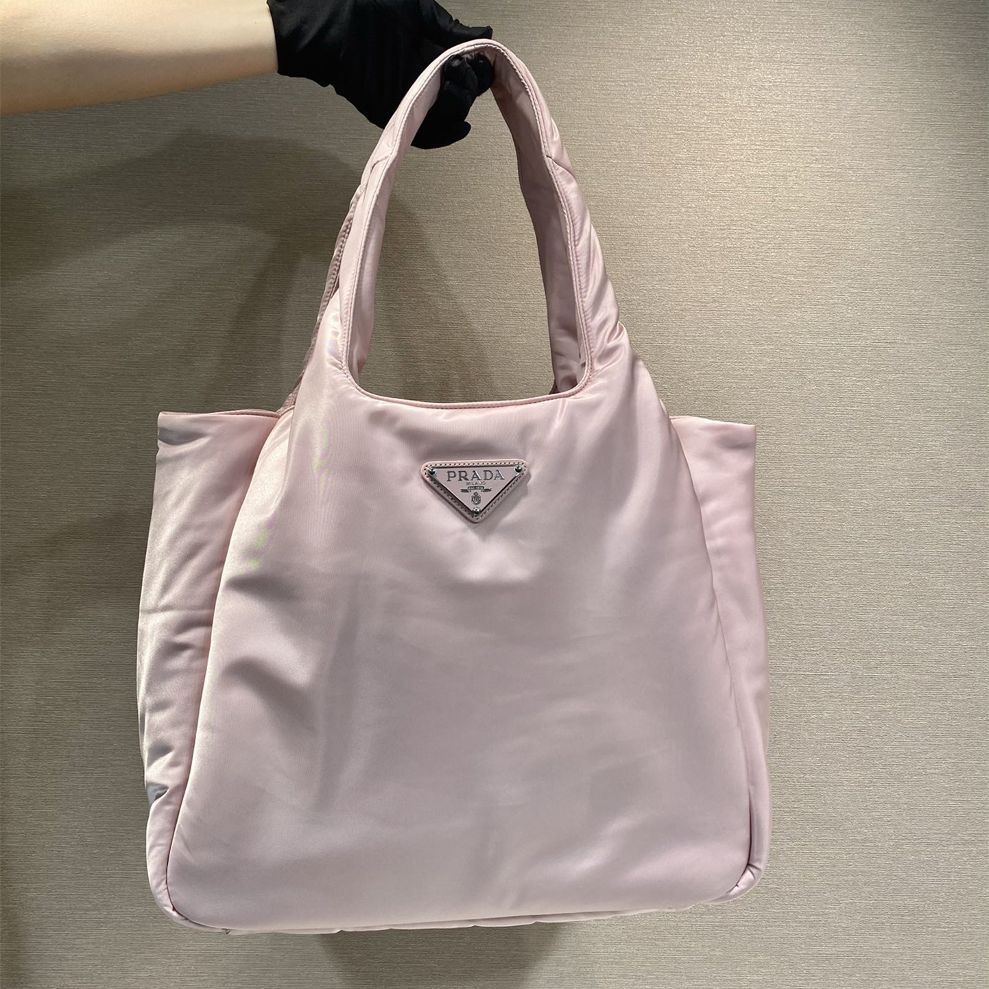高仿Prada手提袋1BG449粉色大號免檢版