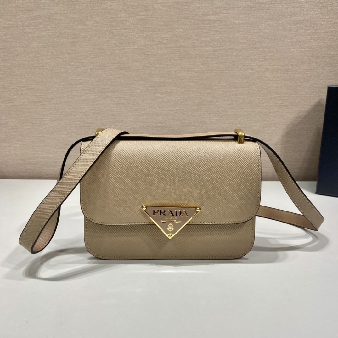 高仿Prada單肩包1BD320米黃色免檢版
