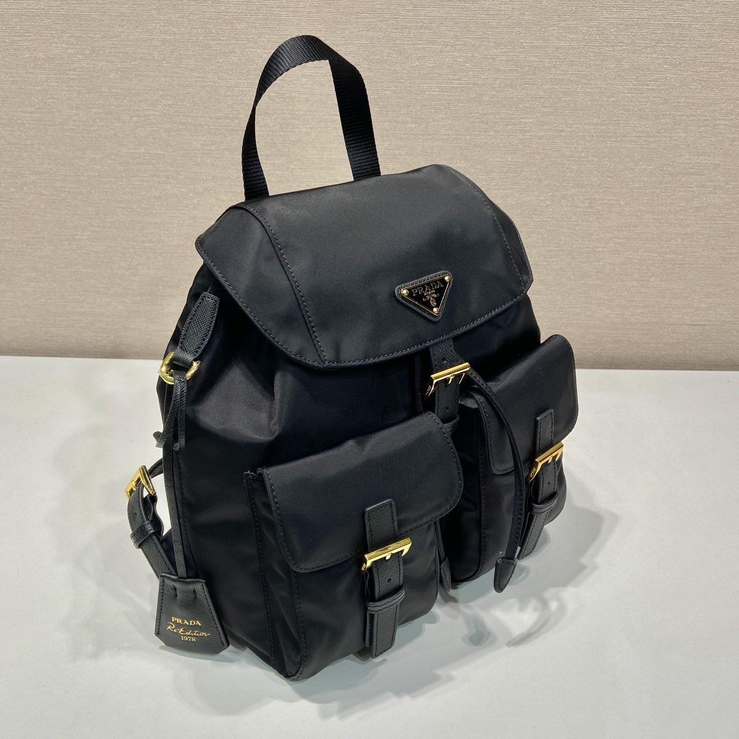 高仿Prada中古雙肩包1BZ677金扣免檢版