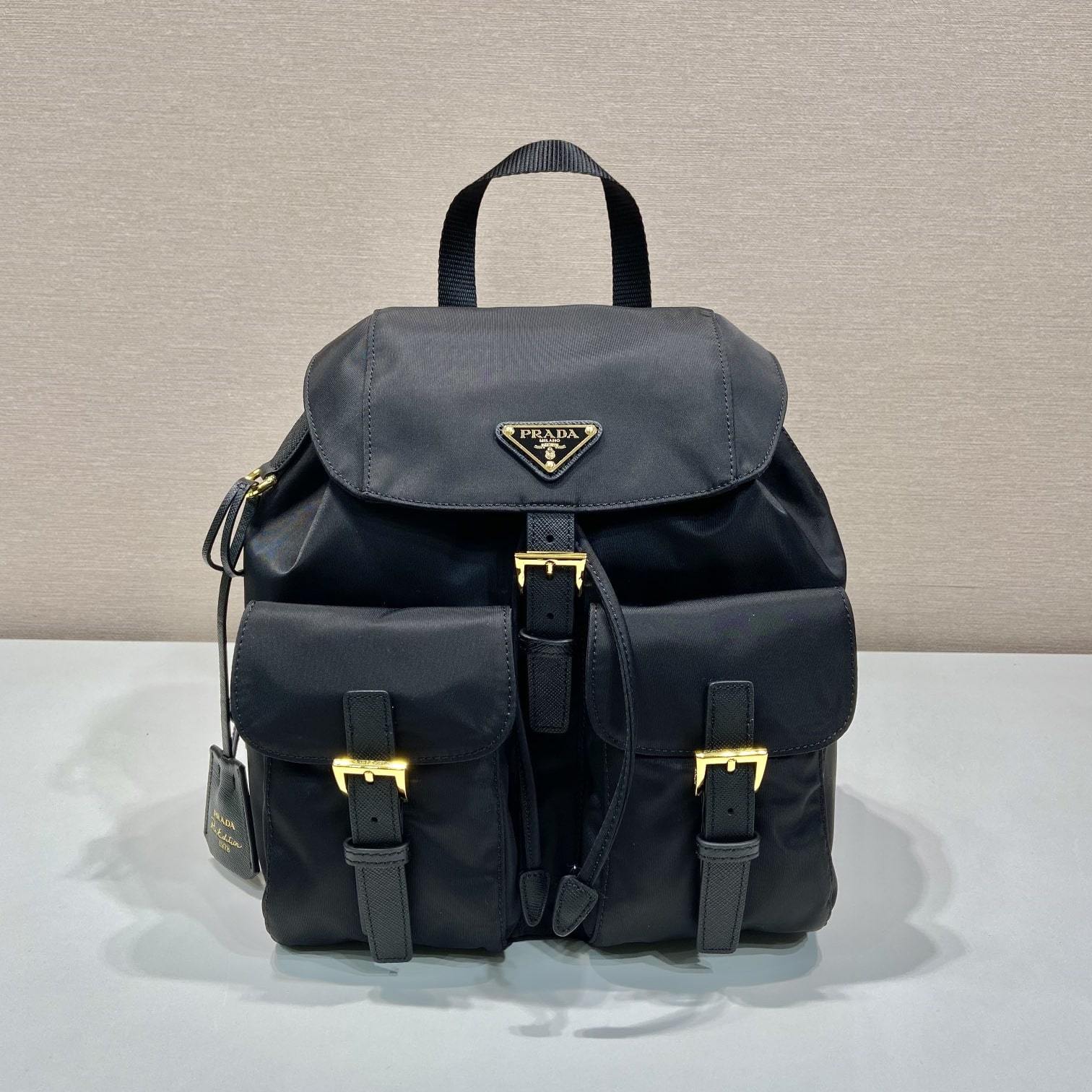 高仿Prada中古雙肩包1BZ677金扣免檢版
