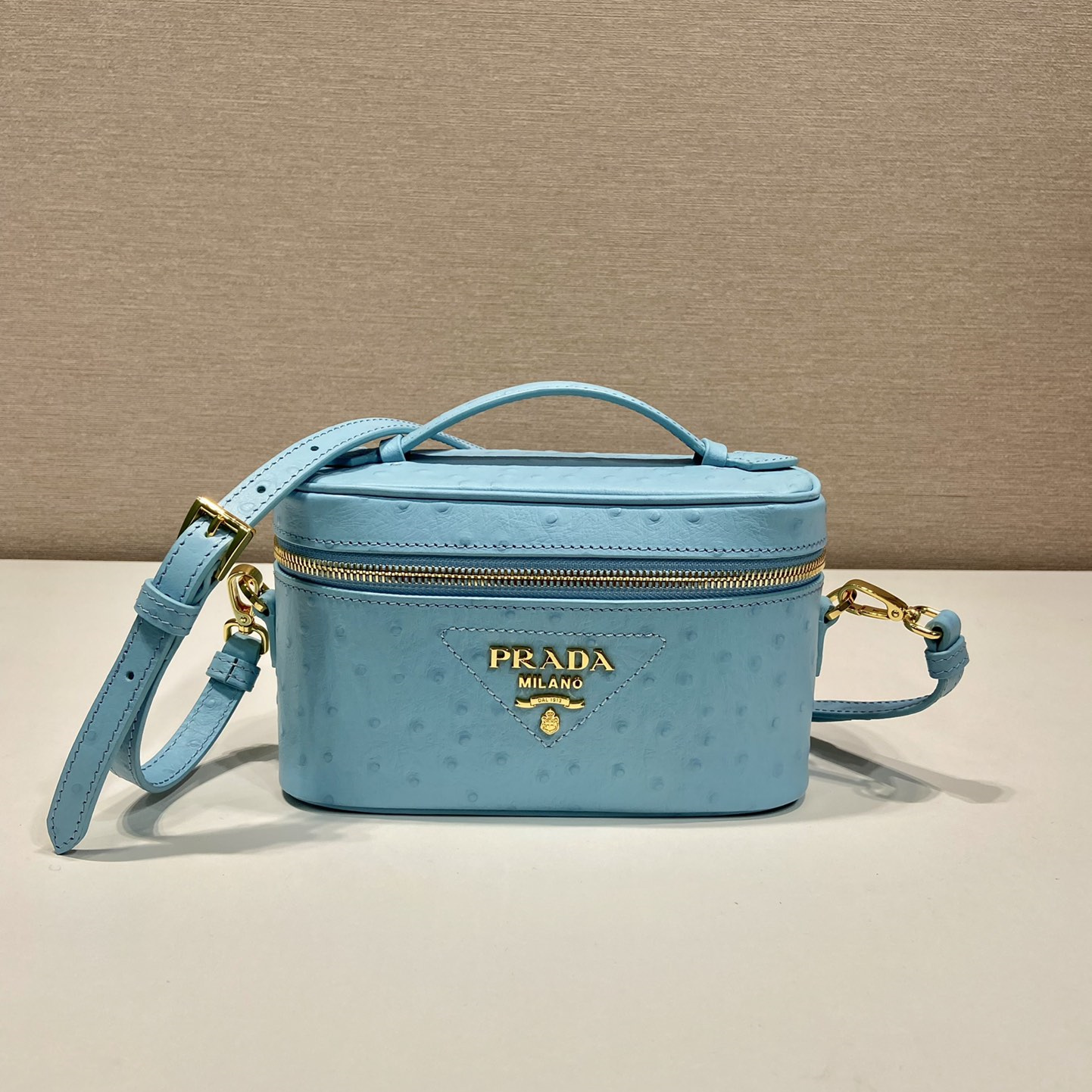 高仿Prada化妝包系列1BH202海底藍免檢版