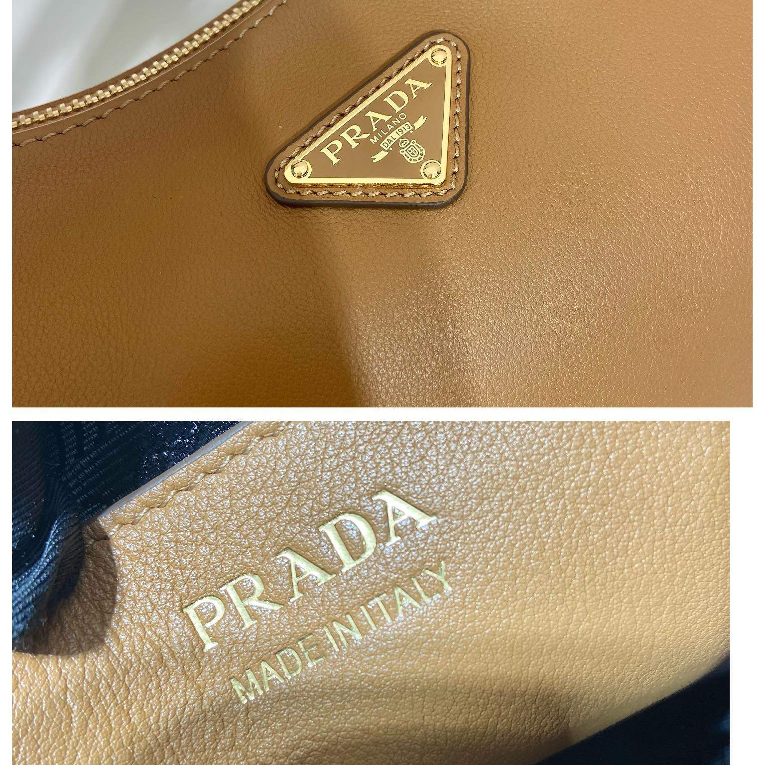 高仿Prada*Moon手袋系列1BC212大號焦糖色免檢版