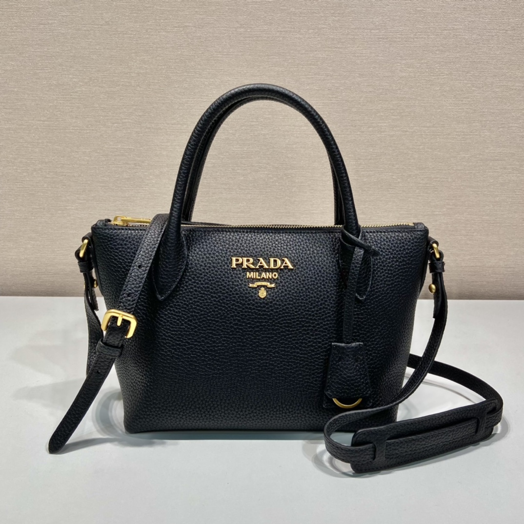 高仿Prada*VitelloDino系列手提斜挎包1BA111黑色免檢版