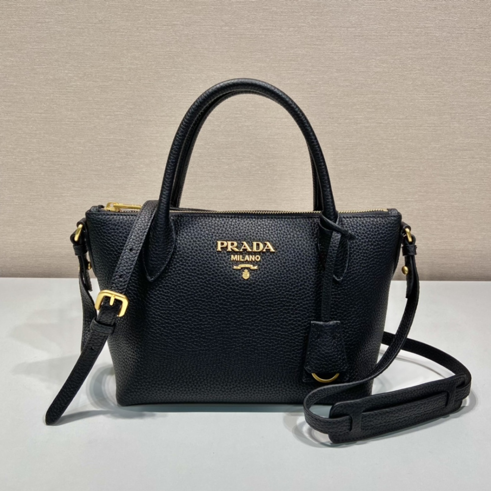 高仿Prada*VitelloDino系列手提斜挎包1BA111黑色免檢版