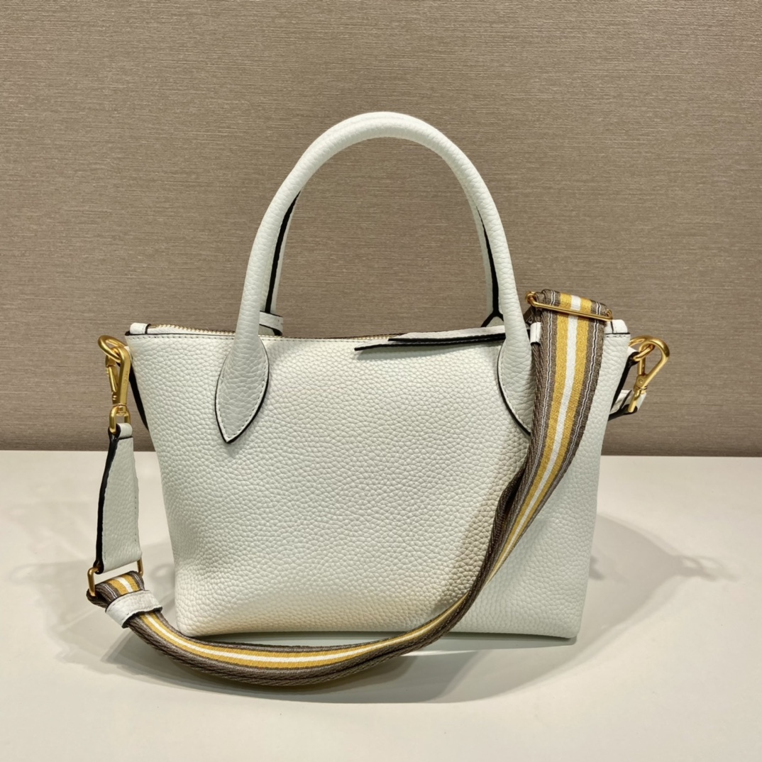 高仿Prada*VitelloDino系列手提斜挎包1BA111白色免檢版