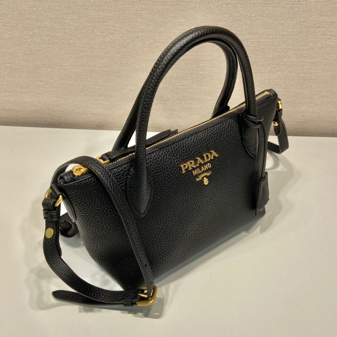 高仿Prada*VitelloDino系列手提斜挎包1BA111黑色免檢版