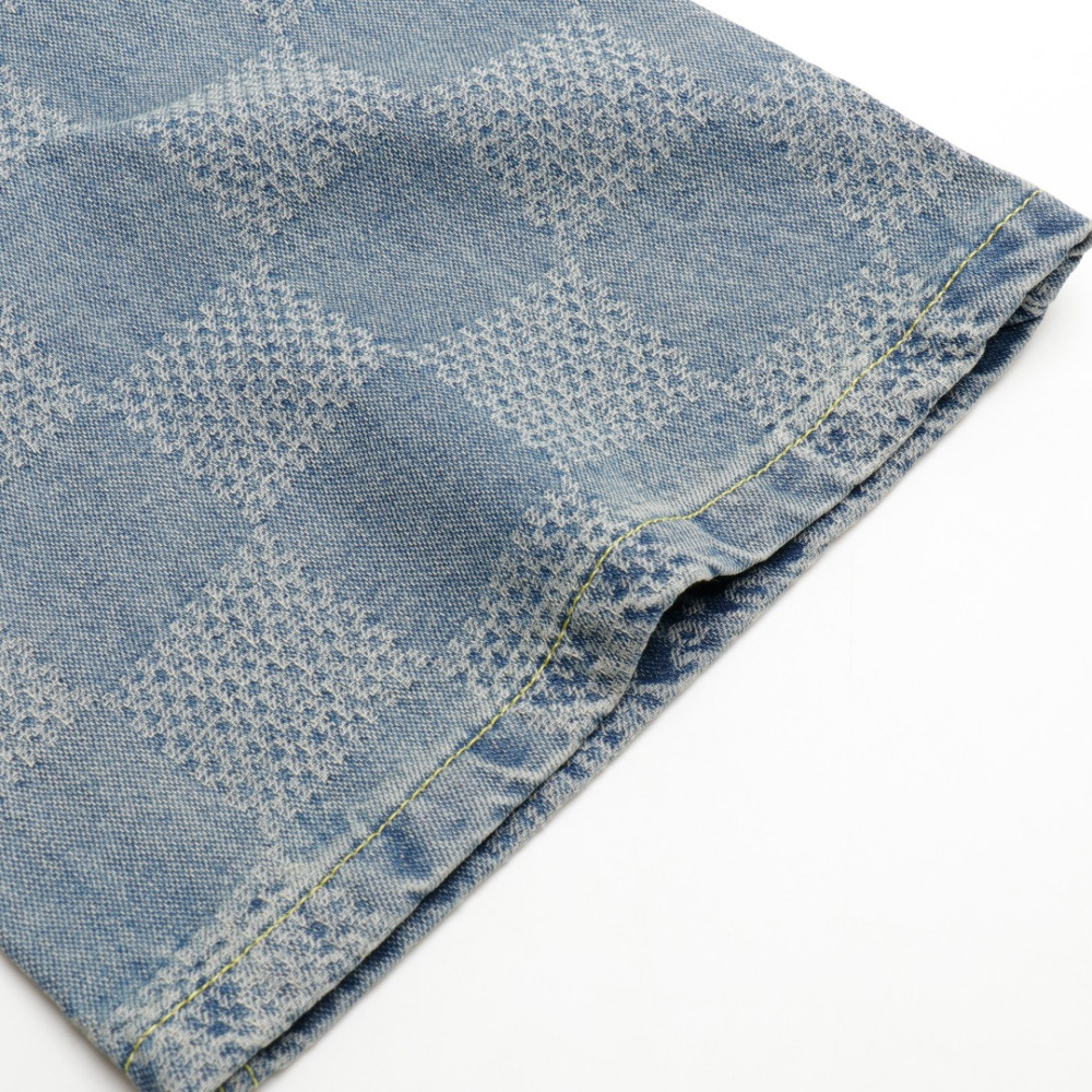 高仿LV*Damier系列1AFI22棋盤格牛仔長褲