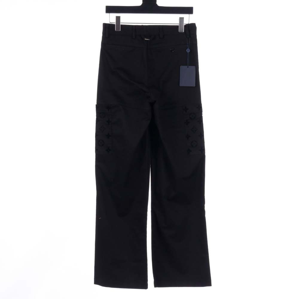 高仿LV*SS24系列純色老花植絨工裝褲