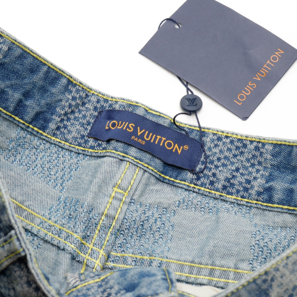 高仿LV*Damier系列1AFI22棋盤格牛仔長褲