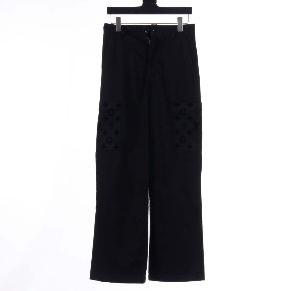 高仿LV*SS24系列純色老花植絨工裝褲