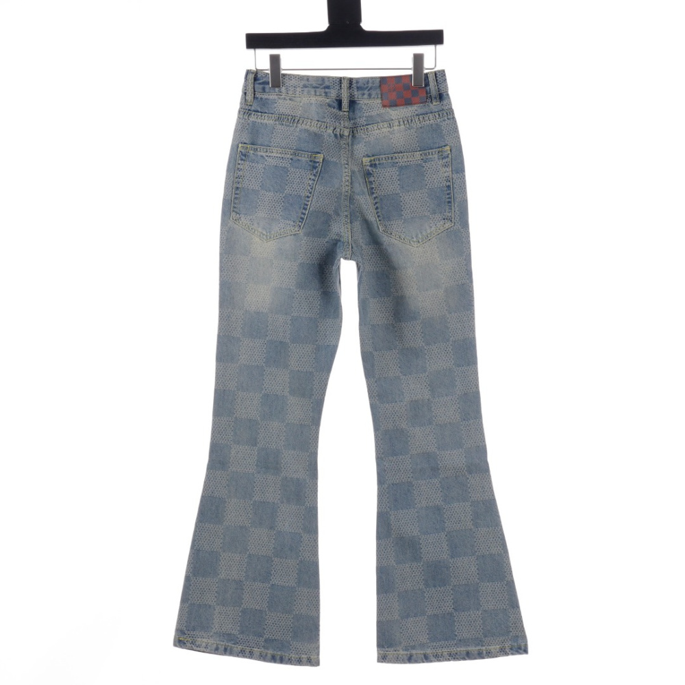 高仿LV*Damier系列1AFI22棋盤格牛仔長褲