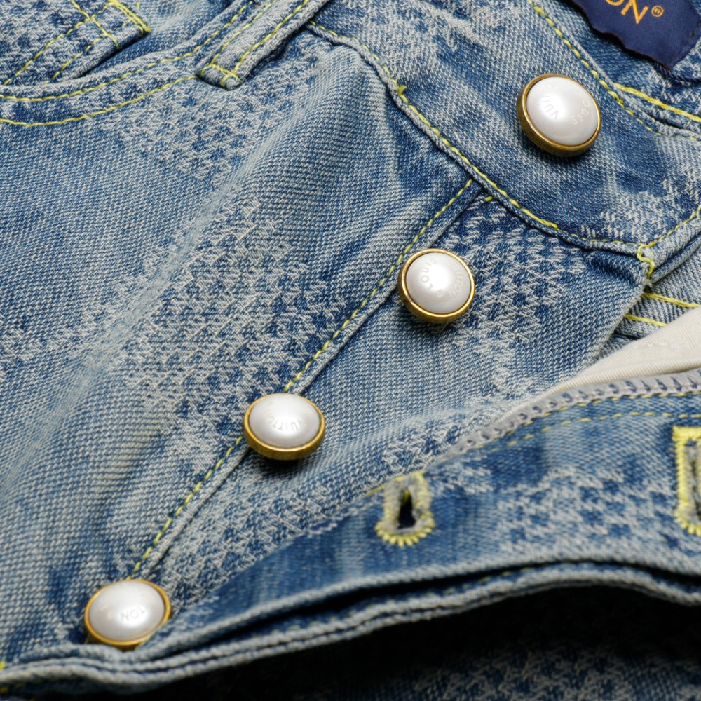 高仿LV*Damier系列1AFI22棋盤格牛仔長褲