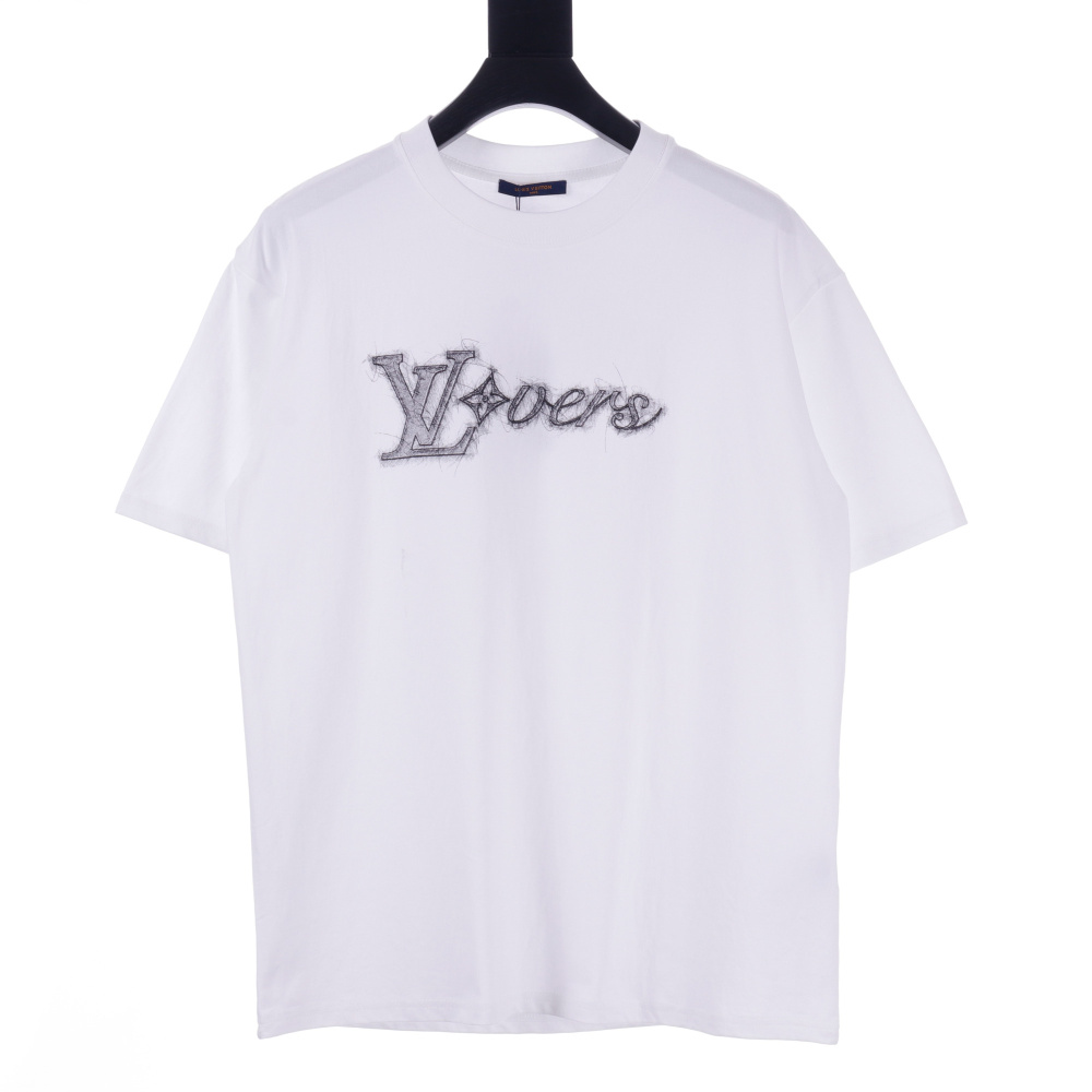 高仿LV*SS24系列1AFR0021素描字面短袖白色