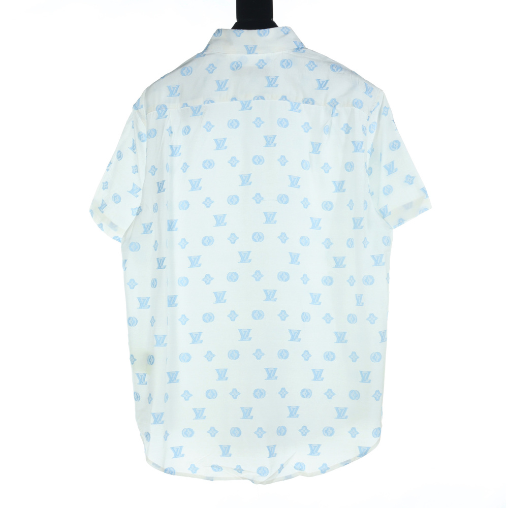 高仿LV*SS23系列1ABJS4滿印LOGO短袖襯衫白色