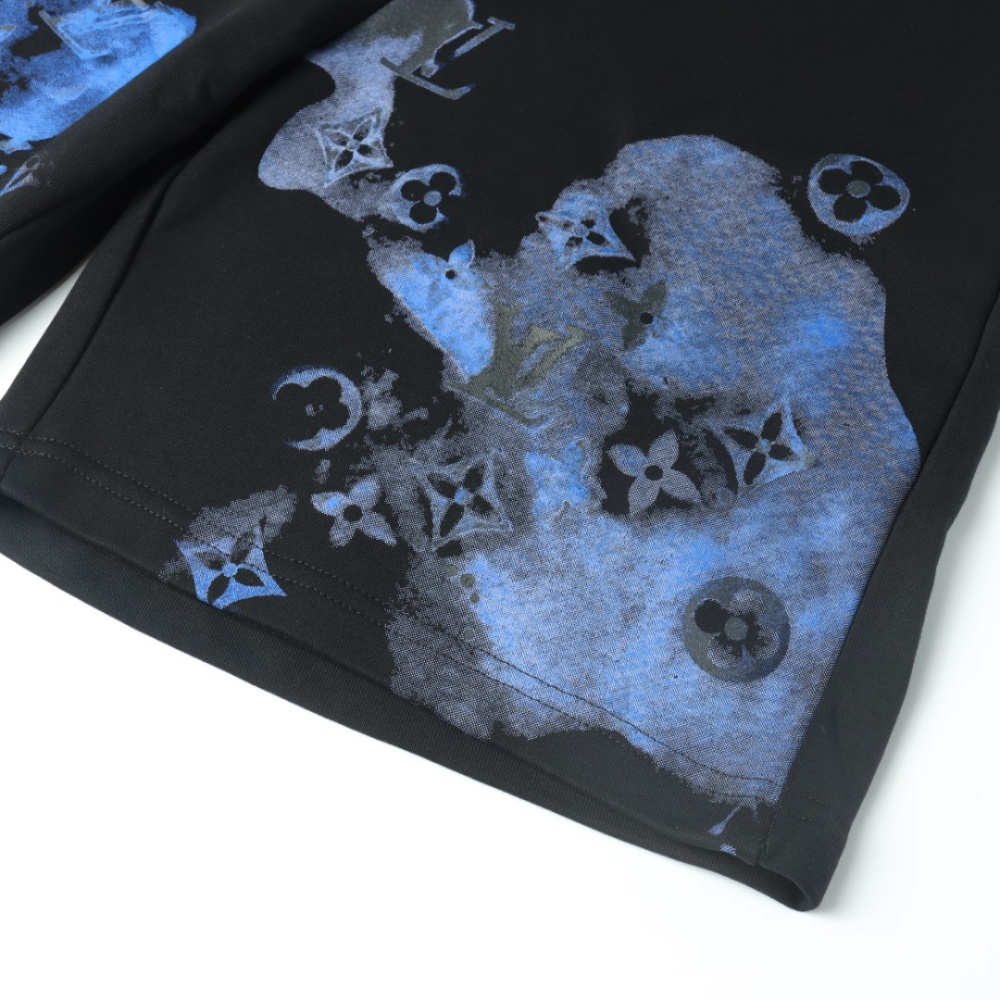 高仿LV*SS23系列1AFR0016渲染印花短褲黑色