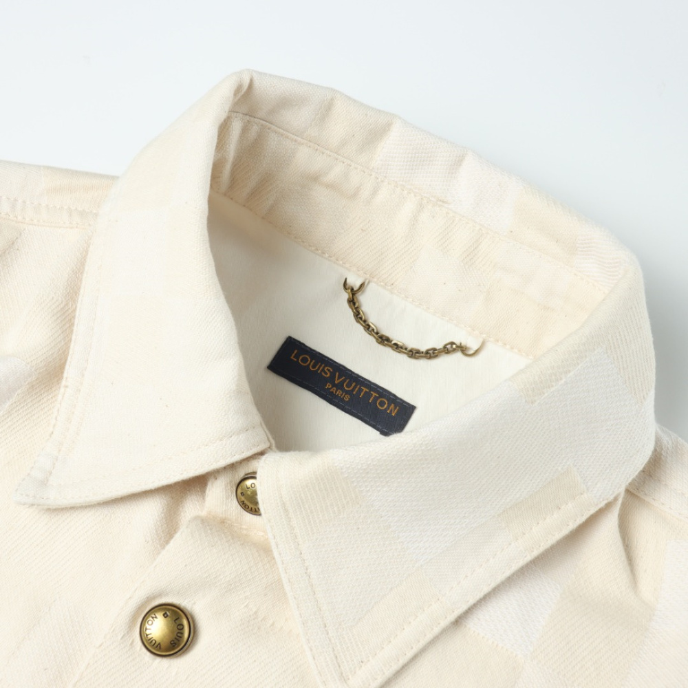 高仿LV*SS24系列1AFQZJ格子刺繡短袖襯衫米色