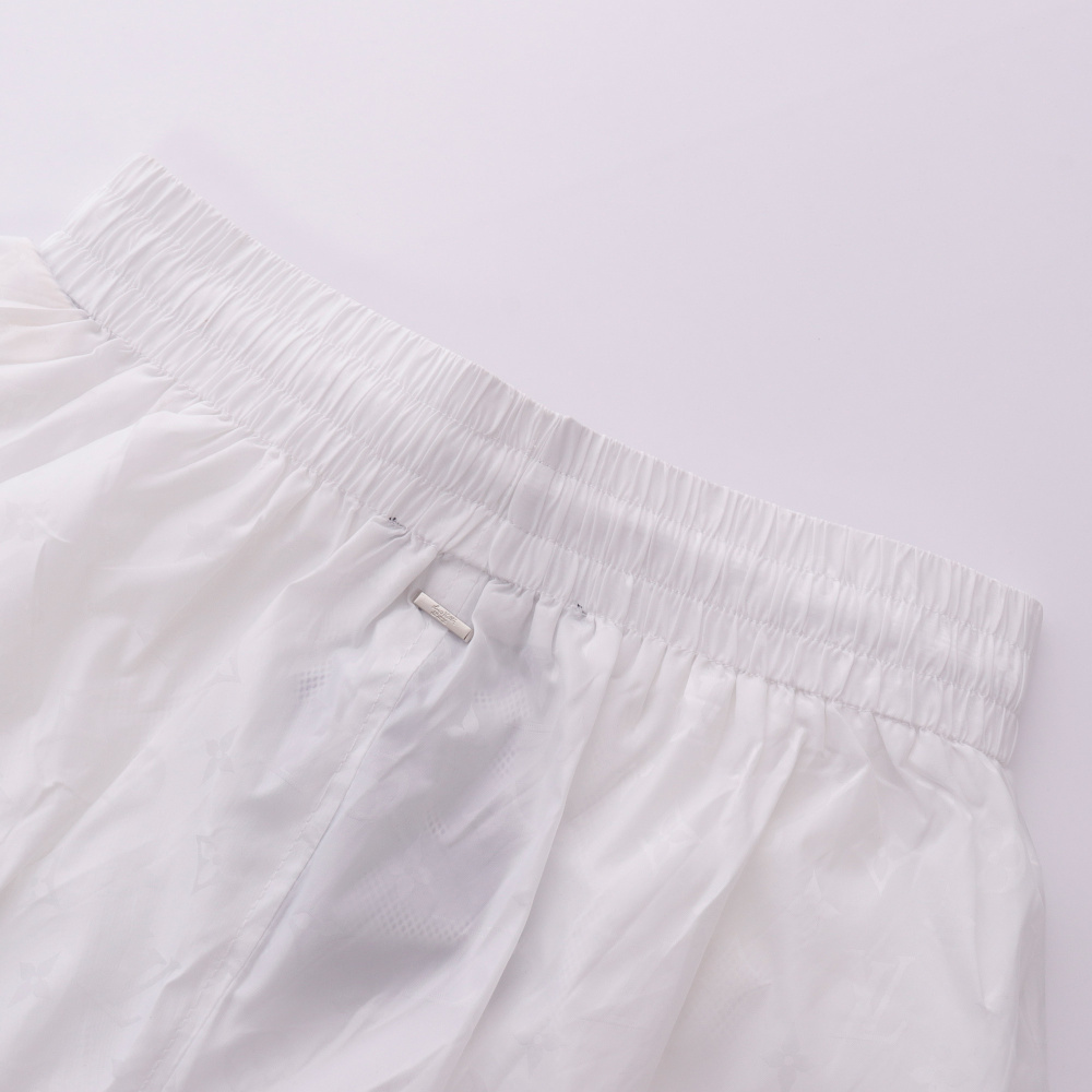 高仿LV*SS24系列1AFR0011暗紋提花沙灘褲白色