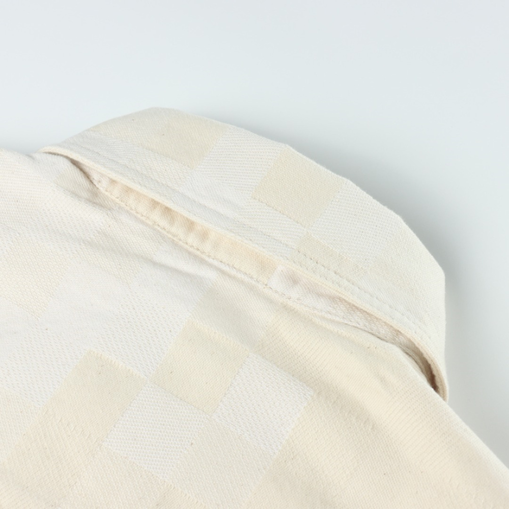 高仿LV*SS24系列1AFQZJ格子刺繡短袖襯衫米色