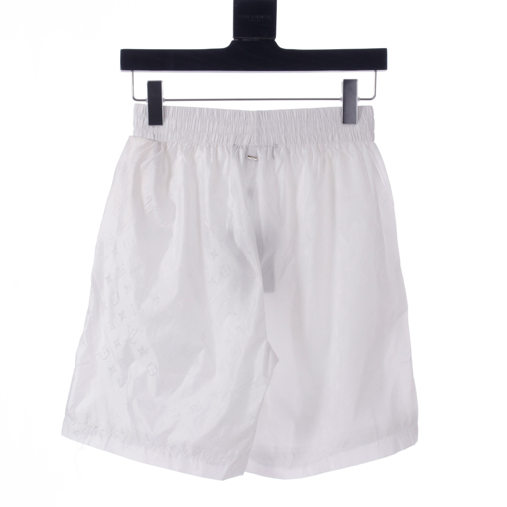 高仿LV*SS24系列1AFR0011暗紋提花沙灘褲白色