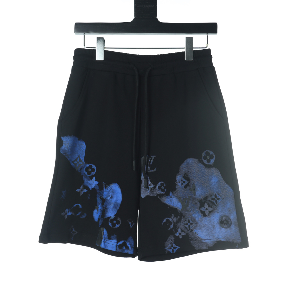 高仿LV*SS23系列1AFR0016渲染印花短褲黑色