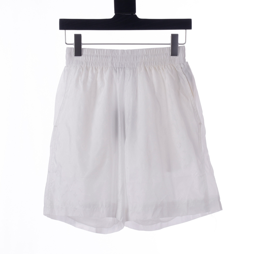 高仿LV*SS24系列1AFR0011暗紋提花沙灘褲白色