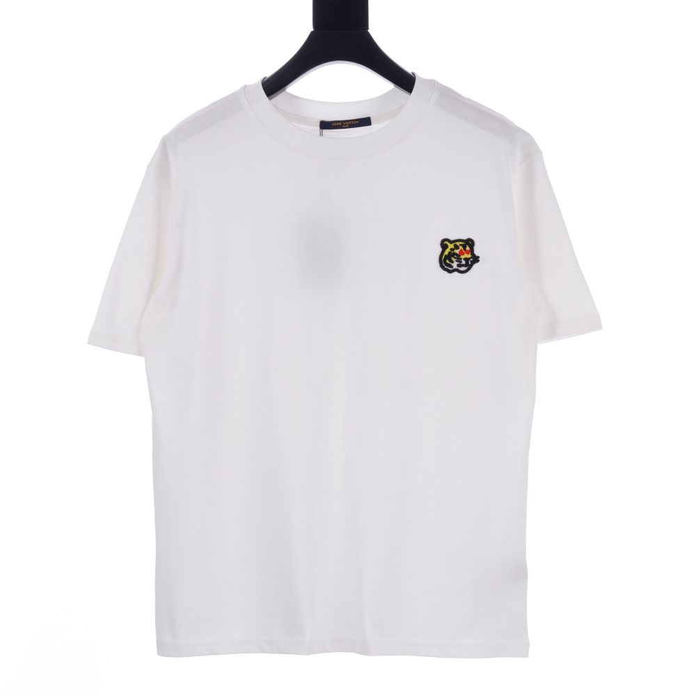 高仿LV*SS24Nigo系列1AFR0023小老虎刺繡T恤白色