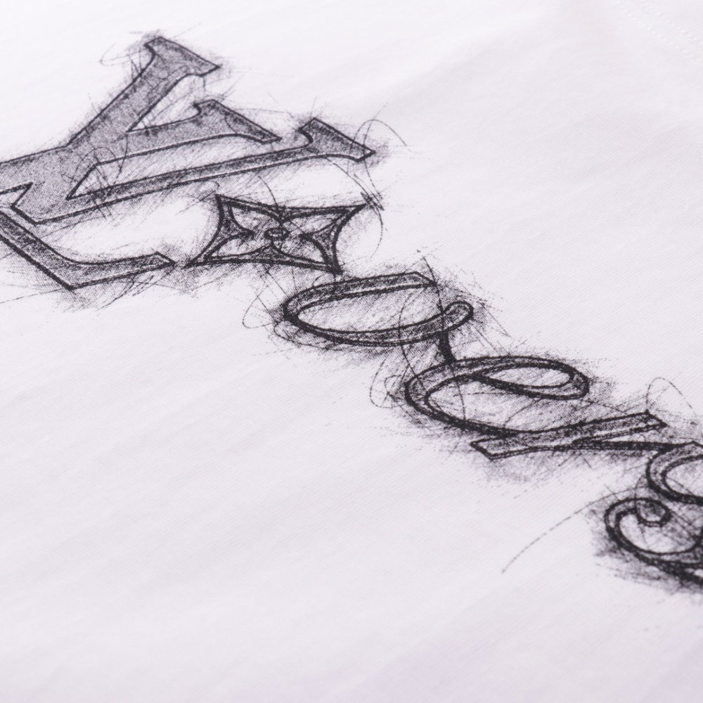 高仿LV*SS24系列1AFR0021素描字面短袖白色