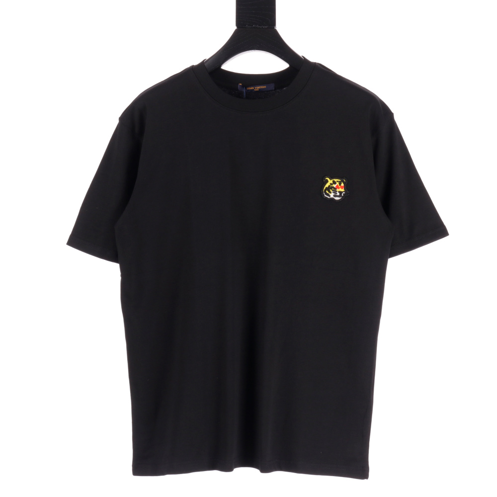 高仿LV*SS24Nigo系列1AFR0024小老虎刺繡T恤黑色