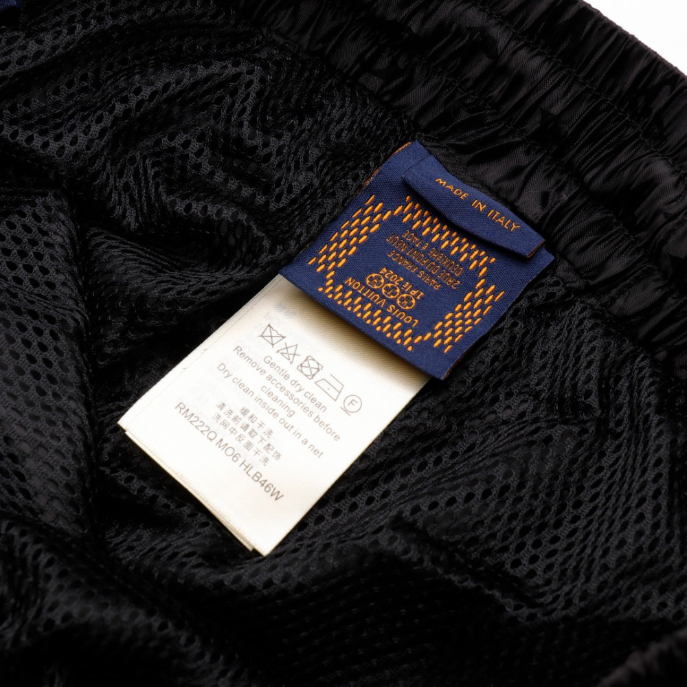 高仿LV*SS24系列1AFR0012暗紋提花沙灘褲黑色