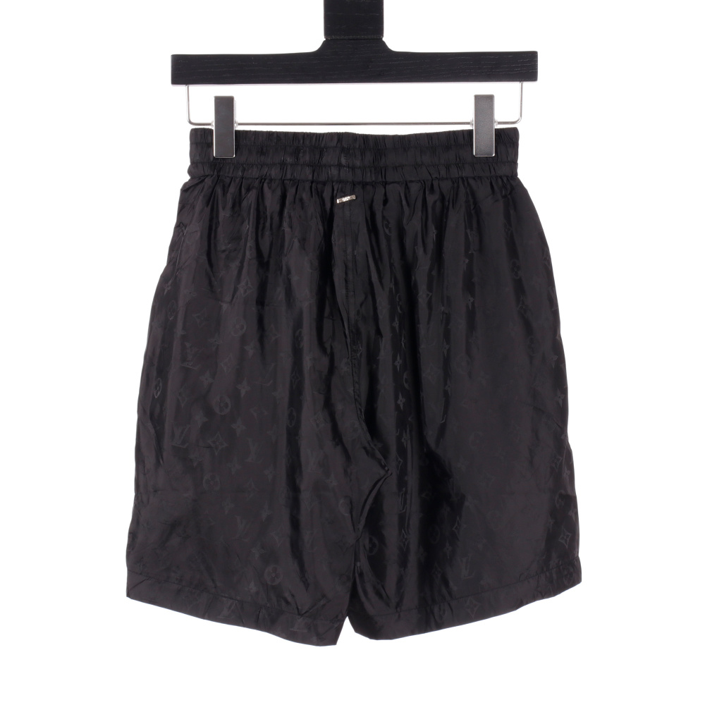 高仿LV*SS24系列1AFR0012暗紋提花沙灘褲黑色