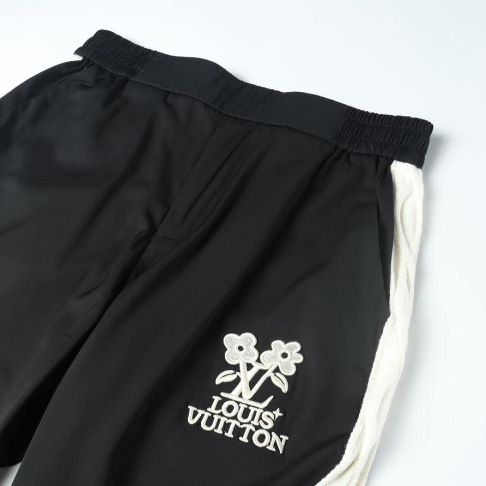 高仿LV*TulerSS24系列Logo花卉刺繡運動褲