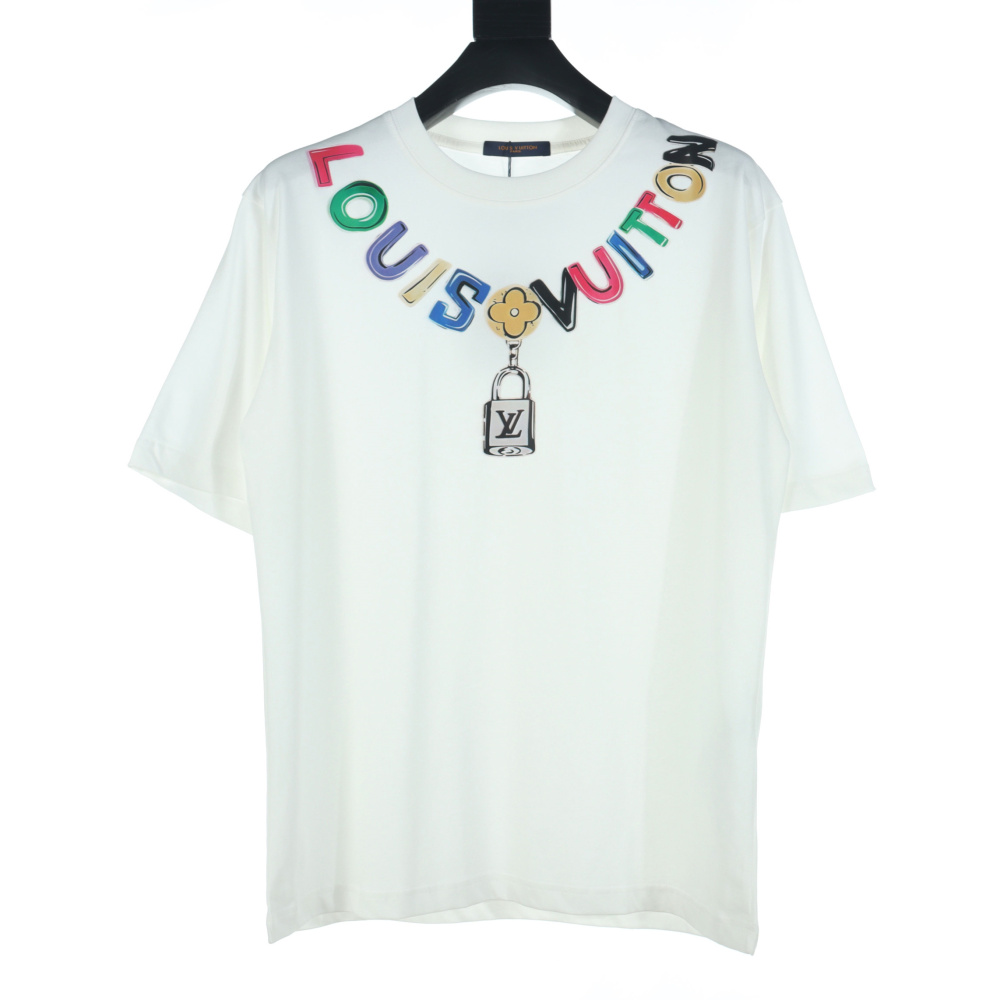 高仿LV*1AFR0025彩色項鏈LOGOT恤白色
