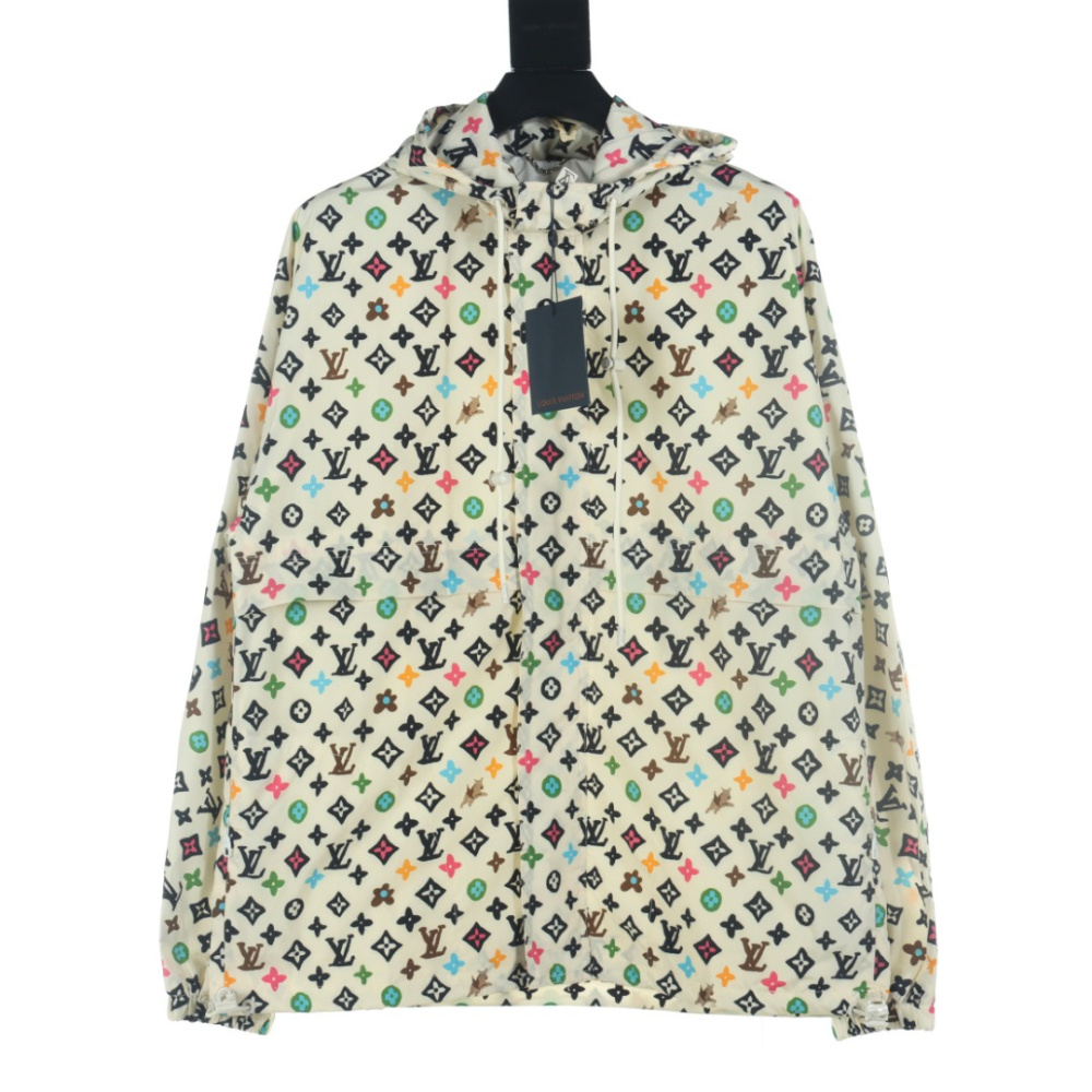 高仿LV*SS24系列1AFRCK聯名款滿印衝鋒衣彩黃色