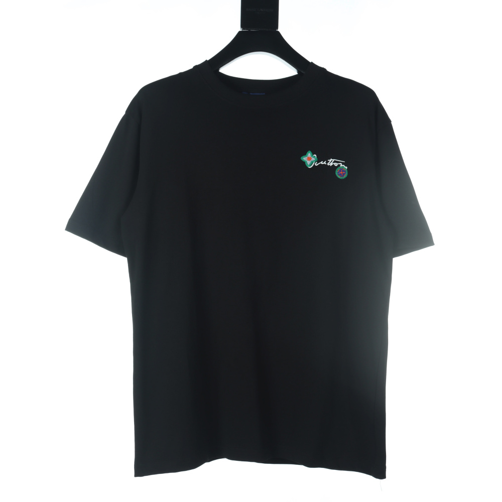 高仿LV*1AFR0042花卉刺繡T恤黑色