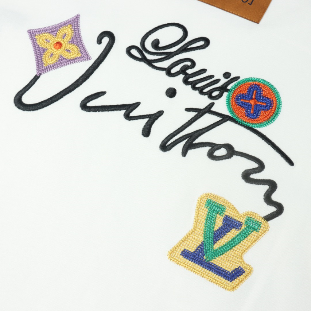 高仿LV*1AFR0041花卉刺繡T恤白色